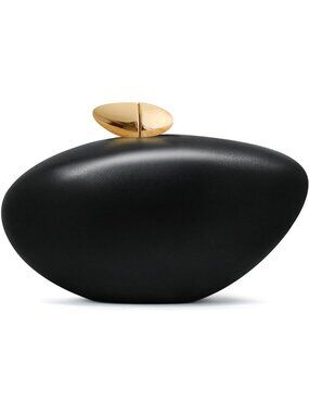 Women's Marble Black Tortoise Shell Acrylic Clutch Purse Gold Evening Handbag
